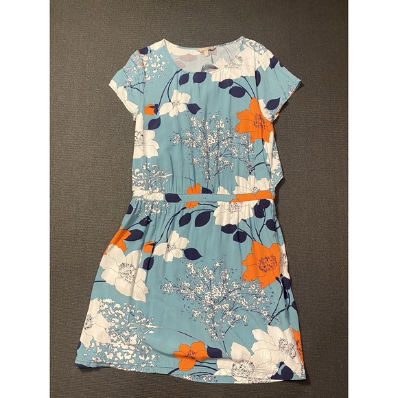 Banana Republic Short Sleeve Floral Cut Out Dress Size Large - Picture 1 of 7